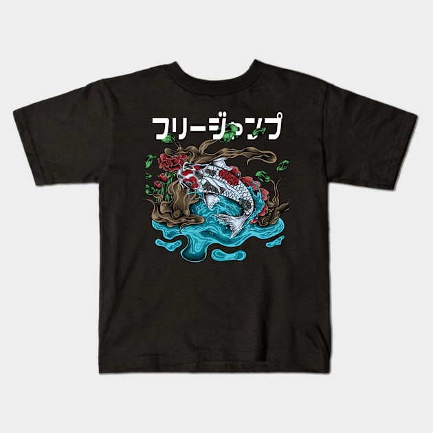 koi fish Kids T-Shirt by Bayuktx